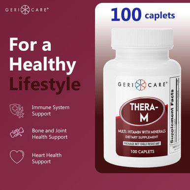 Gericare Thera High Potency Multivitamin With Mineral Caplets, Nutritional Supplement, 100 Count (Pack Of 1)