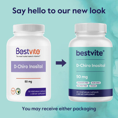 Bestvite D-Chiro Inositol (120 Vegetarian Capsules) - No Stearates - Vegan - Non GMO - Gluten - 1 Capsule for 40:1 Inositol Ratio
