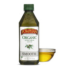 Pompeian Smooth Organic Extra Virgin Olive Oil - 16 fl oz | First Cold Pressed Olive Oil for Cooking - Smooth Taste for Sauteing, Stir-Frying, and Baking