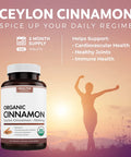 USDA Organic Ceylon Cinnamon 120 Tablets 1000mg per Serving Cinnamon Bark Supplement for Natural Support No Powder Capsules or Pills