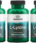 Swanson Amino Acid Ajipure L-Lysine Pharmaceutical Grade 500 Milligrams 90 Veg Capsules (3 Pack)