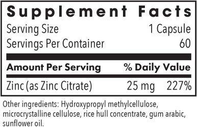 Allergy Research Group Zinc Citrate Supplement - 25Mg Zinc For Men & Women, Immune Support, Pure, Well-Absorbed, Well-Tolerated, Trace Mineral, Vegetarian Capsules - 60 Count