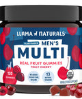 Llama Naturals Multivitamin for Men Vegan Organic Gummies with Vitamin D C and K Men's Real Fruit Gummy Vitamins Chewable Multivitamin Supplement No Added Sugar Cane Cherry 120 Ct