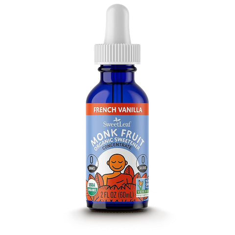 SweetLeaf French Vanilla Liquid Monk Fruit - Monk Fruit Liquid Sweetener Drops, Organic Monk Fruit Extract, Zero Calorie Sweetener, Sugar Free, Keto Friendly, Erythritol Free - 2 Fl Oz
