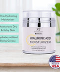 Radha Beauty Hyaluronic Moisturizer Miracle Cream for Face with Hyaluronic Acid Vitamin E Green Tea with Aloe. Night and Day Moisturizing Cream 1.7 fl oz.