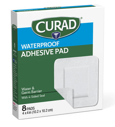 Curad White Waterproof Adhesive Pads 4 x 4 inches 4 Boxes