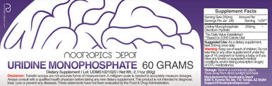 Uridine Monophosphate Powder | 60 Grams | Di Salt | Supports Healthy Cognitive Function + Enhances Memory | Supports Healthy Mitochondrial Function
