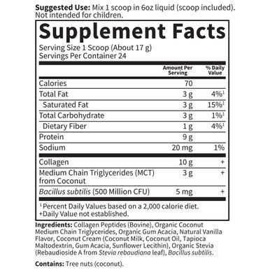 Garden of Life Grass Fed Collagen Coconut Mct Powder - Vanilla 24 Servings Collagen Powder For Energy Hair Skin Nails Joints Collagen Peptides Powder Coconut Mcts Collagen Protein Supplements