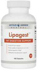 Arthur Andrew Medical Lipagest - Concentrated Lipase Enzyme - 20,000 FIP - Optimal Digestion of Fats - Nutrient Absorption - Gallblader & Keto Support - Dairy-Free & Vegan - 180 Capsule