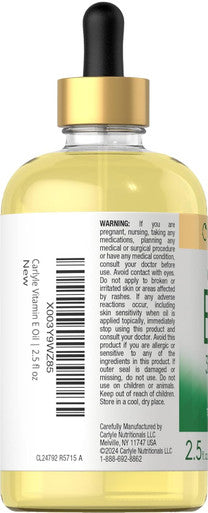 Carlyle Vitamin E Oil | 30000 IU | 2.5 fl oz | Ingestible & Topical Grade | Moisturizing for Skin | Vegetarian Non-GMO Gluten Supplement