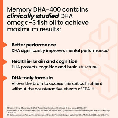 Neuroq Memory Dha-400 - Omega-3 Fish Oil Supplement - Mental Performance & Balance - Supports Neuro Brain Health - Protects Against Memory Loss & Improves Focus - 120 Softgels