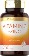 Carlyle Vitamin C With Zinc 250 Softgels Bioavailable Ascorbic Acid Zinc Oxide Non-Gmo And Gluten Supplement