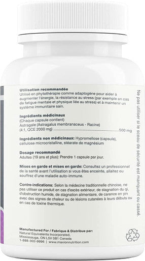 Maxion Astragalus 500mg to Help Increase Energy and Resistance to Stress, 60 Capsules