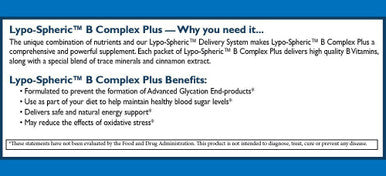 LivOn Laboratories Lypo-Spheric B Complex Plus Minerals and Cinnamon Supplement, 30 Count
