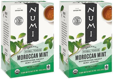 Numi Organic Moroccan Mint Tea 18 Tea Bags Refreshing Nana Mint Caffeine Herbal Tea (Pack of 2)