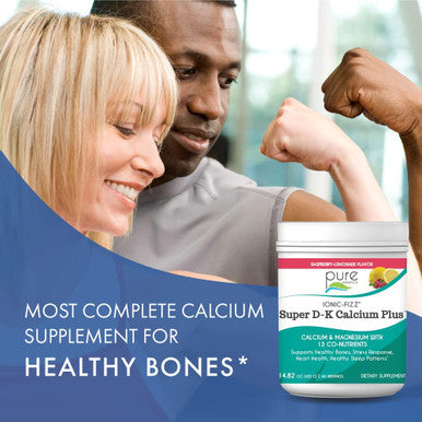Ionic Fizz Super D-K Calcium Plus by Pure Essence - with Extra Magnesium, Vitamin D3, Vitamin K2 - Orange Vanilla - 14.82oz