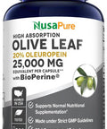 Nusapure Olive Leaf Extract (Non-Gmo) 25000Mg - 20% Oleuropein - Vegetarian - Super Strength - No Oil