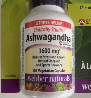Webber Naturals Ashwagandha 3600 mg 120 Vegetarian Capsules