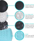 Vive Massage Ball Set (4 Piece) - Foot Pain Hot Cold Therapy Kit - Plantar Fasciitis, Heel Spur, Sore Muscles, Trigger Point - Back, Arm, Neck, Shoulder, Leg Circulation Roller - Pt Spike Massager