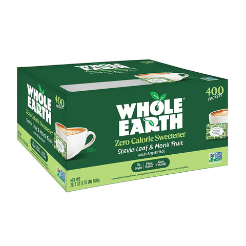 Whole Earth Sweetener Co. Stevia and Monk Fruit Sweetener, Erythritol Sweetener, Sugar Substitute, Zero Calorie Sweetener, 1,000 Stevia Packets (Packaging May Vary), 70.54 Ounce