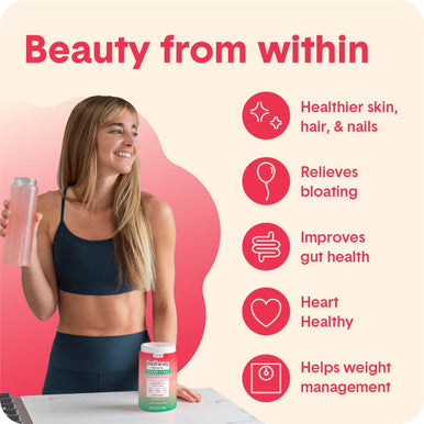 Bellway Beauty Super Fiber Powder Collagen Powder Sugar Collagen Peptides and Psyllium Husk Fiber Supplement Watermelon 10.6 oz