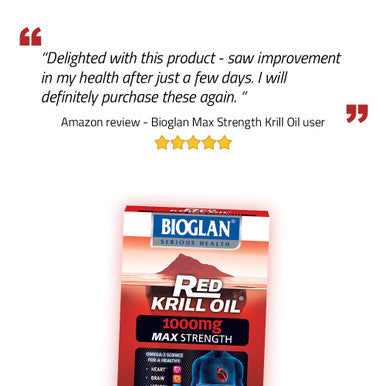 Bioglan Red Krill Oil Max Strength 1000 mg, high in Omega-3 Fish Oil, EPA & DHA help to support your Heart, Eye and Brain health, one month supply 30 capsules