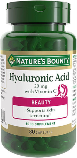 Nature's Bounty Hyaluronic Acid 20 Mg With Vitamin C Capsules-Pack Of 30 Capsules-Supports Collagen Formation And Skin Structure-Antioxidant Support Against Free Radicals-Gluten Free (Pack Of 1) Green