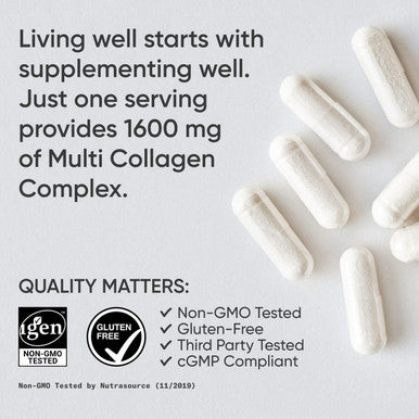 Multi Collagen Pills Type I II III V X Hydrolyzed Collagen Peptides with Hyaluronic Acid Vitamin C Contains 5 Types of Food Based Collagen NonGMO Verified Gluten