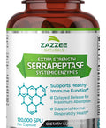 Zazzee Extra Strength Serrapeptase, 120,000 Spu Per Capsule, 120 Vegan Capsules, 4 Month Supply, Delayed Release, Potent