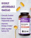 New Chapter Wholemega Fish Oil Supplement with Omega-3, Vitamin D3 and Astaxanthin, 120 Capsules (Pack of 2)