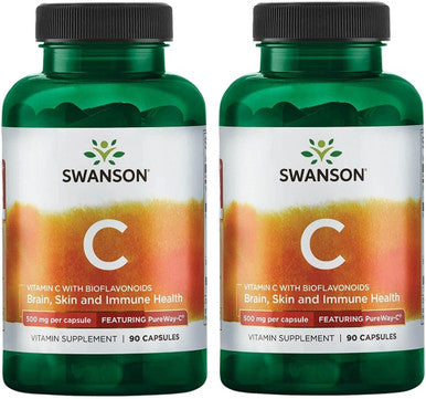 Swanson Pureway-Vitamin C 500 Milligrams with Bioflavonoids 500 Milligrams 90 Capsules (2 Pack)