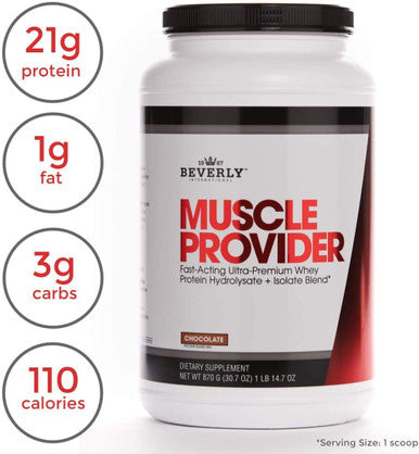 Beverly International Muscle Provider 30 Servings Chocolate. Super Fast Absorbing Whey Protein Powder for Recovery Lean Muscle. Fills Your Muscles not Your Stomach Tastes Like ice Cream