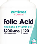 Nutricost Folic Acid for Women (Vitamin B9) 1200 mcg 120 Capsules