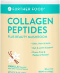 Further Food Collagen Peptides Powder Vanilla Flavored Keto GrassFed Collagen Type 1 3 Joint Support Gut Health Hair Skin Nails Beauty Tremella Mushroom Paleo Keto Sugar 28 Servings