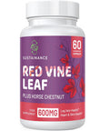 SUSTAINANCE Red Vine Leaf Extract 1400Mg & Horse Chestnut Extract 100Mg Supplement For Leg, Vein Circulation Heart Skin (60 Capsules - 2 Bottle)