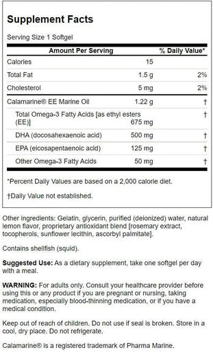 Swanson Super Dha 500 from Food-Grade Calamari 500 mg 30 Sgels 2 Pack