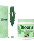 Bloom Nutrition Superfood Greens Powder Digestive Enzymes with Probiotics and Prebiotics Gut Health Bloating Relief Original + Milk Frother High Powered Hand Mixer
