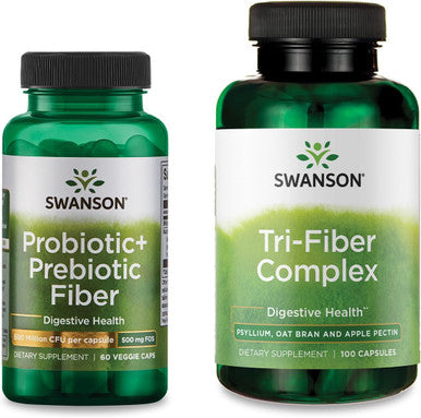 Swanson Digestive Health Essentials Bundle: Prebiotic + Probiotic Fiber and Tri-Fiber Complex