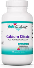NutriCology Calcium Citrate Bone Teeth Muscle Nerve Support 180 Vegetarian Capsules