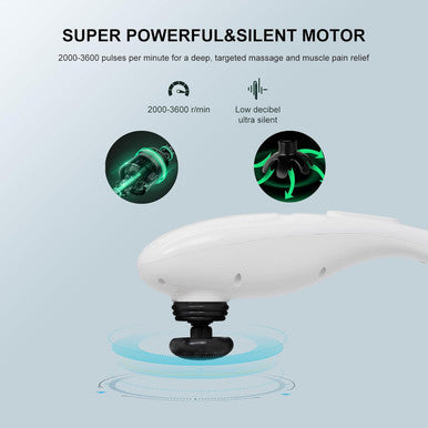 Megawise Cordless Handheld Back Massager W/Rechargeable 3200Mah Battery, 5 Speed And 5 +2 Massage Nodes With Hard, Medium And 2 Soft Silicone Nodes Massage While Moving Around (Pearl White)