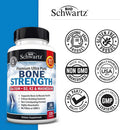 Bone Strength Calcium Supplement - With Calcium, Vitamin D3, K2, C, Magnesium, Zinc - 8 Bone-Building Nutrients, High Absorption, Non-Constipating Formula - 120 Veggie Capsules For Optimal Bone Health