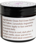 100% Grass Fed Grass Finished Whipped Lavender Beef Tallow Moisturizer/Body Balm For Face, Body, Oily, Dry, Sensitive Skin -Contains Vitamins A, D, E, K -Usa Made (1.7 Oz, Lavender)