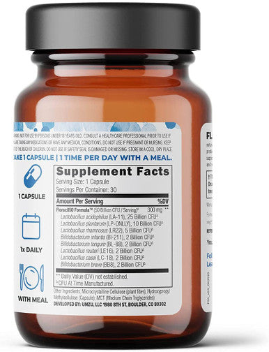 UMZU Floracil50 Daily Probiotic Supplement Contains 8 Gut Healthy Bacteria Strains 1 Month Supply