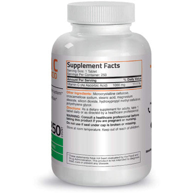 Vitamin C 1000 mg Premium Non-GMO Ascorbic - Maintains Healthy Immune System, Supports Antioxidant Protection - 250 Tablets