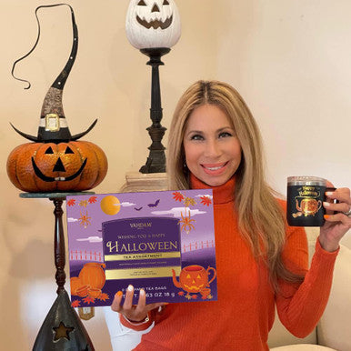 Vahdam Limited Edition Halloween Tea Basket | 9 Premium Variety Pyramid Tea Bags | Halloween s for Women Men and Adults I Tea Set
