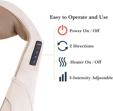 Triducna Shiatsu Neck Back And Shoulder Massager With Heat - Electric Deep Tissue 3D Kneading Massage Pillow For Lower Back, Calf, Legs, Full Body Muscle Relaxation, Home, Office, And Car Use