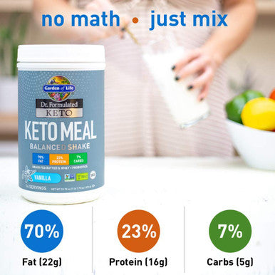 Garden of Life Dr. Formulated Keto Meal Balanced Shake - Vanilla Powder 14 Servings Truly Grass Fed Butter & Whey Protein Plus Probiotics Non-Gmo Gluten Free Ketogenic Paleo Meal Replacement