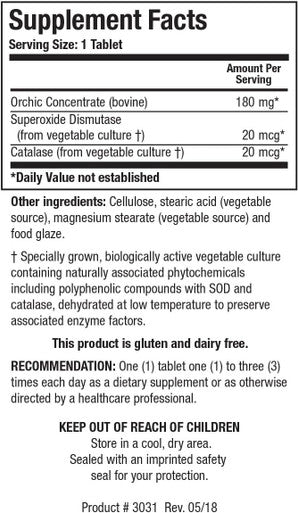 Biotics Research Cytozyme Orchic Contains raw Bovine orchic Tissue. Supports Virility Vitality and Vigor for Men and Women. Potent Antioxidant Activity SOD Catalase 100 Tabs