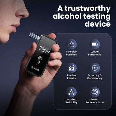Lyraaxis Breathalyzer Test For AlcoholProfessional-Grade Breathalyzers For Alcohol With Memory FunctionHigh-Accuracy Portable Alcohol Breathalyzer For Personal Home & Travel Use-8 Mouthpieces