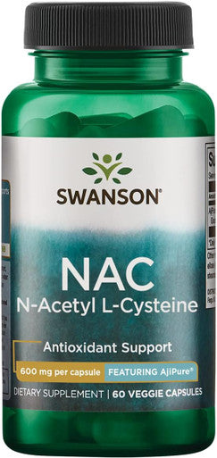 Swanson Amino Acid Ajipure N-Acetyl-L-Cysteine Pharmaceutical Grade 600 Milligrams 60 Veg Capsules